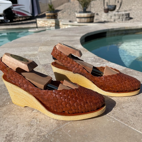 Ocean West Shoes - Ocean West Leather Huaraches Wedge Sandals From Mexico Size 8
